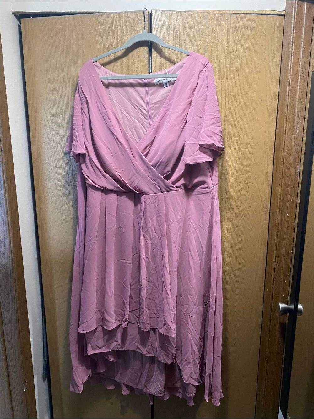 Ever Pretty Dusty Rose High-Low Faux-Wrap Dress